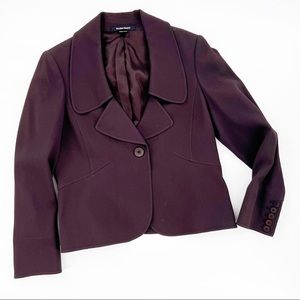 Ellen Tracy Waffle Texture One-Button Suit Blazer Jacket, Brown, Size 10 Petite